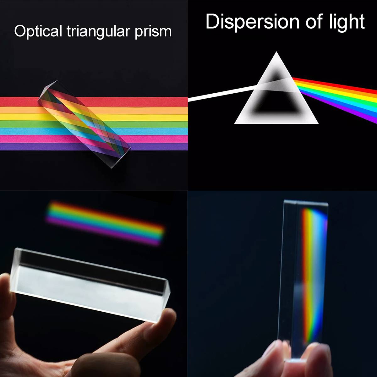 30x30x50mm Optical Glass Right Angle Reflecting Triangular Prism For Teaching Light Spectrum Color Prism with Box