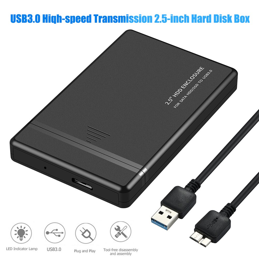 2.5 Inch SATA Hard Drive Enclosure HDD/SDD to USB2.0 3.0 External Hard Drive Disk for Game Console HDTV Computer