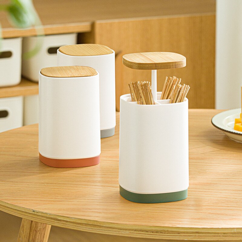 pop-opp bomullspinner holder tannpirker dispenser etui q-Tips holder oppbevaringsorganiseringsboks hjem hotell dekorasjonsbeholder