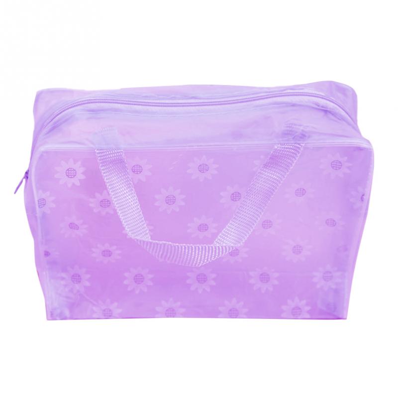 Transparante Waterdichte Make Opbergtas Bloemen Gedrukt Make-Up Tas Travel Organizer Koreaanse Badkamer Wassen Tas Grote: purple