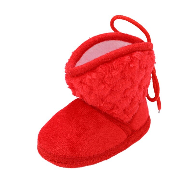 Newborn Kids Baby Boots Winter Plus Velvet Tie Flowers Warm Soft Cotton Booties Baby Girl Shoes 0-18M: JM0228R / 13-18M