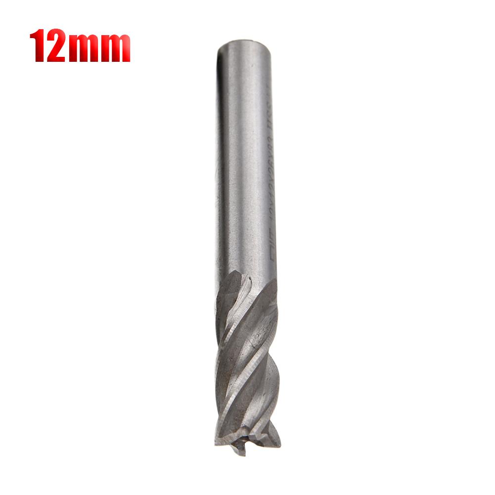 1pc HSS-AL 4 Flute End Mill Straight Shank Drill Bit Metal End Processing Mill Cutter Drill Bit Tool Power Tool Accessories: 12mm