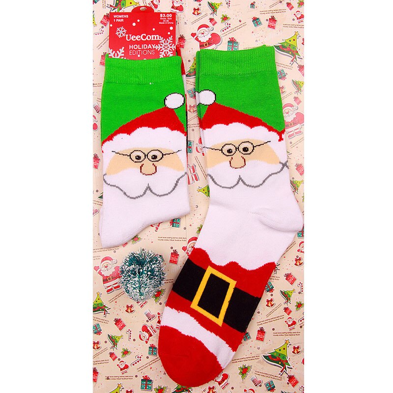 vrouwen Winter Sokken Kerst Cartoon Print Lange sokken Kerstcadeau Warme Zachte Kerstman Elanden sok: 4