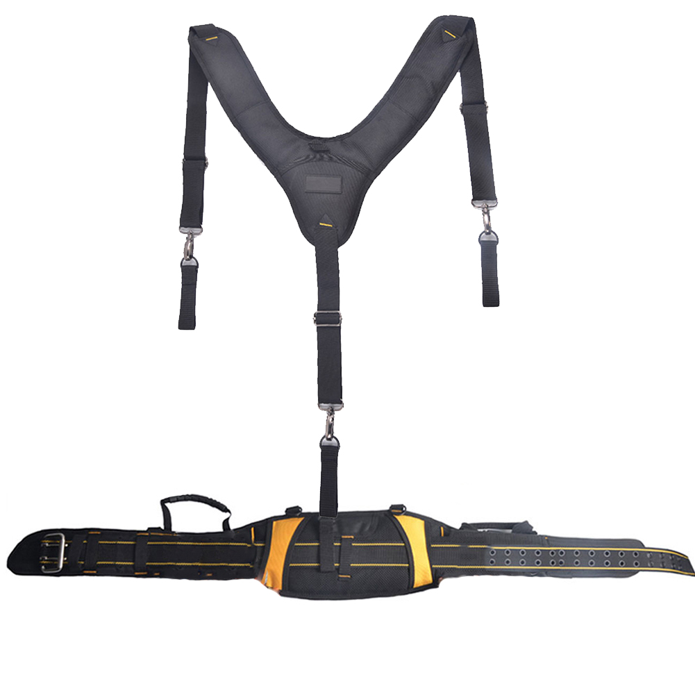 Tool Belt Suspenders Pouch Bag Nail Pocket Set Adjustable Lumbar Support Multi Function Tools Bag for Carpenter Electrician: Black Y