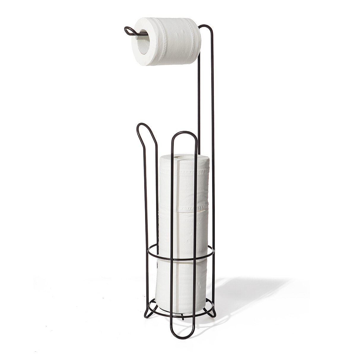 Toilet-Paper-Holder-Stand-Reserve-Storage-Dispenser-Free-Standing-Holder-Bathroom-Roll-Tissue-Chrome Paper Roll Stand Storage