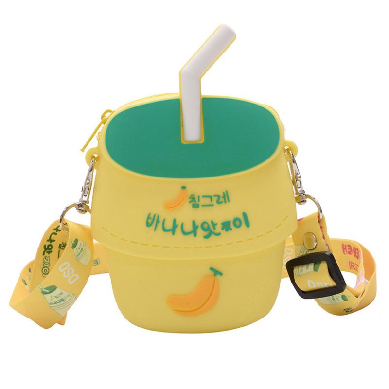 Cartoon crossbody telefoonhoesje siliconen schoudertas tote portemonnee rits satchel  lx9f: Geel