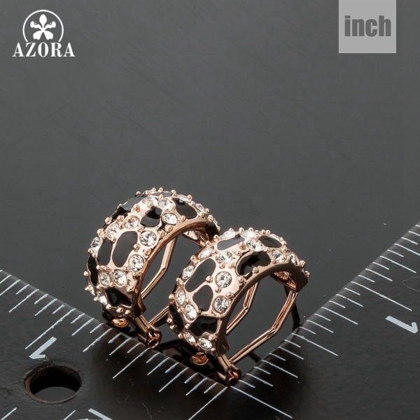 AZORA Brand Rose Gold Color Leopard with Austrian Rhinestones French Clip Earrings TE0068