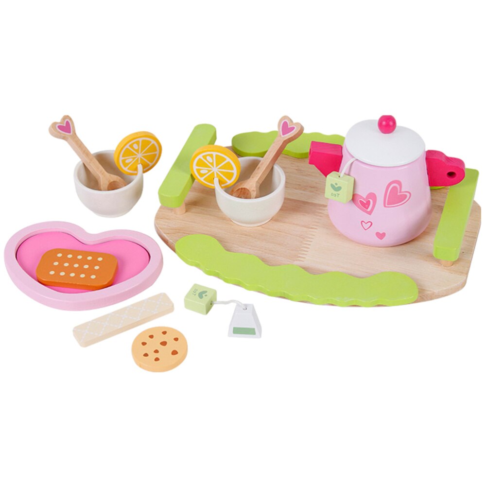 1 impostato Giocattolo Gioco di Ruolo Di Tè di Legno Utensili Da Cucina Piatto di Servizio Gioco di Ruolo Puntelli Giocattolo Educativo per il bambino