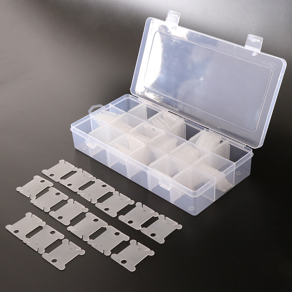 18 Compartments Embroidery Floss Organizer Box with 120pcs Plastic Floss Bobbins for Cross Stitch