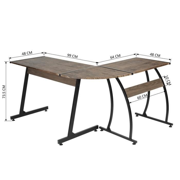 L-shaped Home Office Table Work Study Corner Desk Laptop Computer Writing Desk Multipurpose Large Stand Desk Workstation HWC