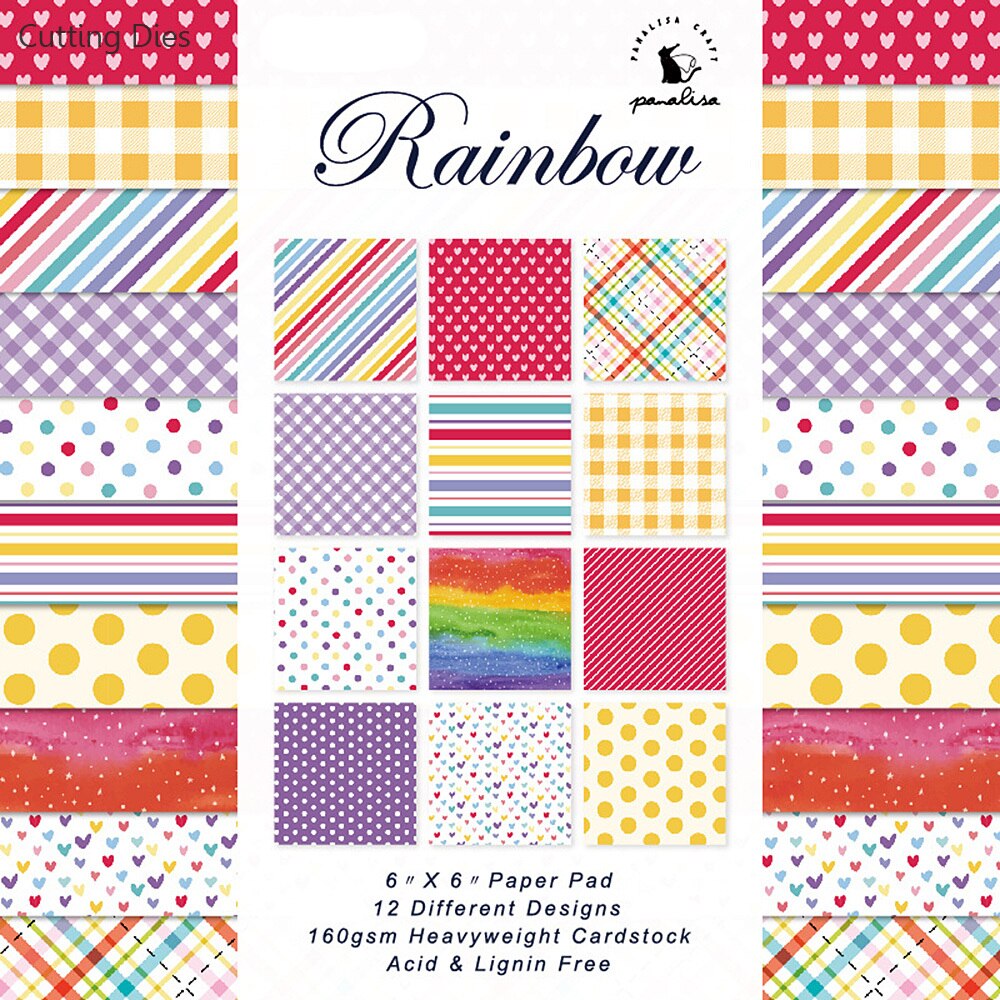 12Pcs/lot Rainbow Pattern Scrapbooking Paper Pack Handmade Craft Paper Diy Background Pad: Default Title