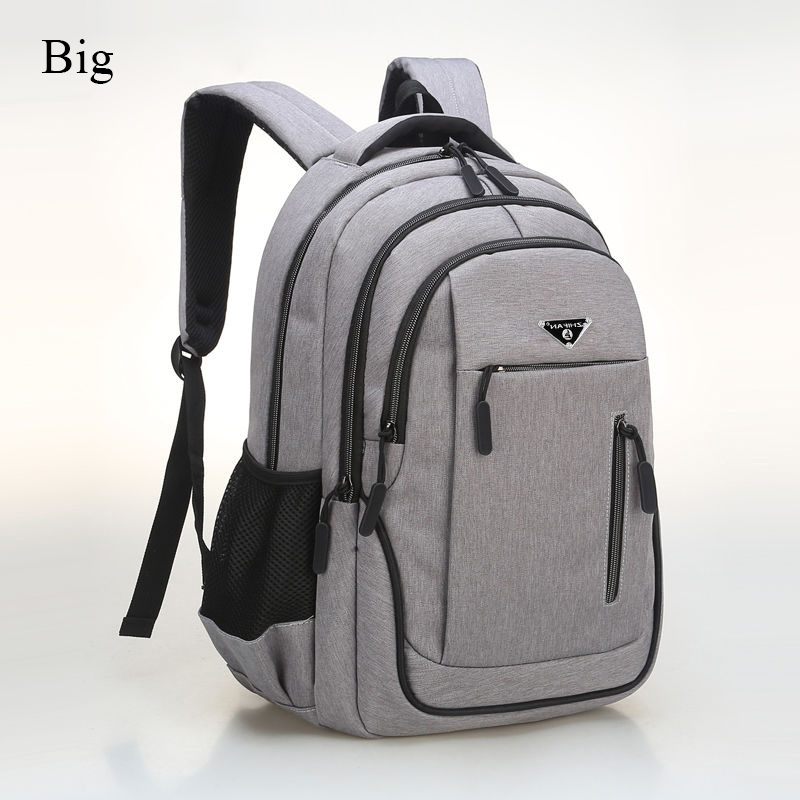 Large-capacity men's laptop rechargeable USB Oxford gray high school school bag youth backpack multifunctional backpack: gray big