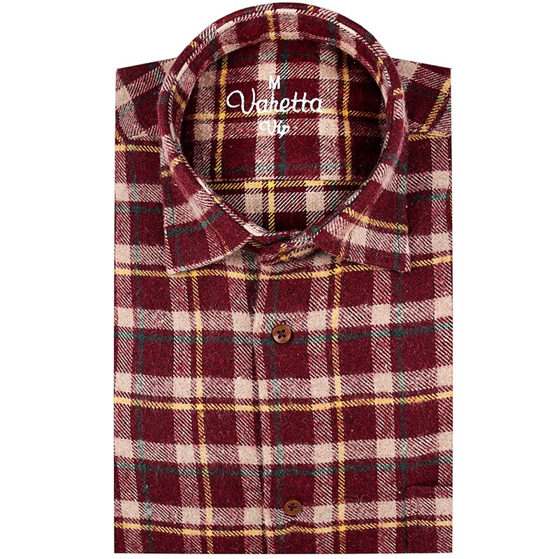 Herre skjorte vinter varm camisa femininas langærmet tyk flannel rutet skjorte flannel skjorter fuld bomuld topby varetta tyrkiet: Rød / Xxl