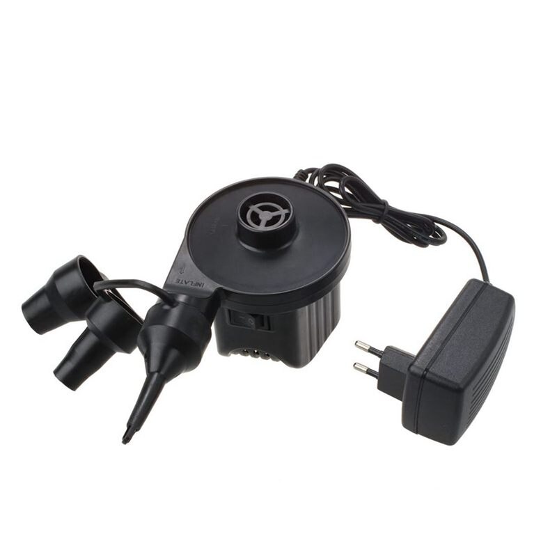 Elektrisk Luftpump - Inkl. 3 Munstycken - Automatisk Pump för Luftmadrasser, Poolleksaker & Campingutrustning