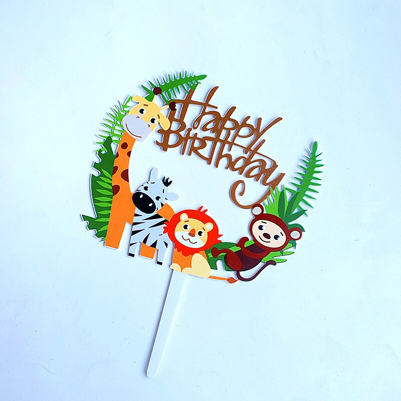 Cute Cartoon Acrylic Cake Card Happy Birthday Small Animal Birthday Cake Decoration Cake Decorating Supplies