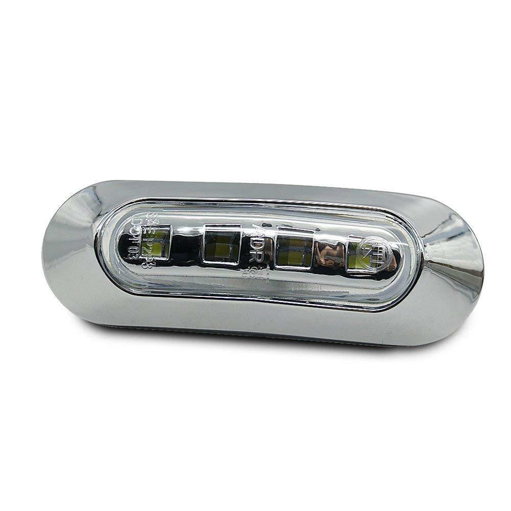 Fuleem 10 sztuk 4 doprowadziło białe światło obrysowe boczne znacznik ciężarówka przyczepa lampa chrom pokrywa Bezel 12v 24v wodoodporna