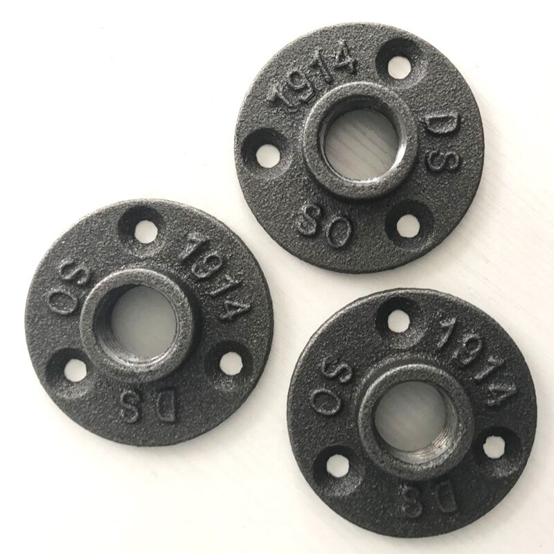 4 stücke gusseisen flansche Gewinde BSP Temperguss 1/2 "3/4" Rohrverbindungsstücke Wandhalterung Boden Antike 3 See Flansch Stück Hardware-
