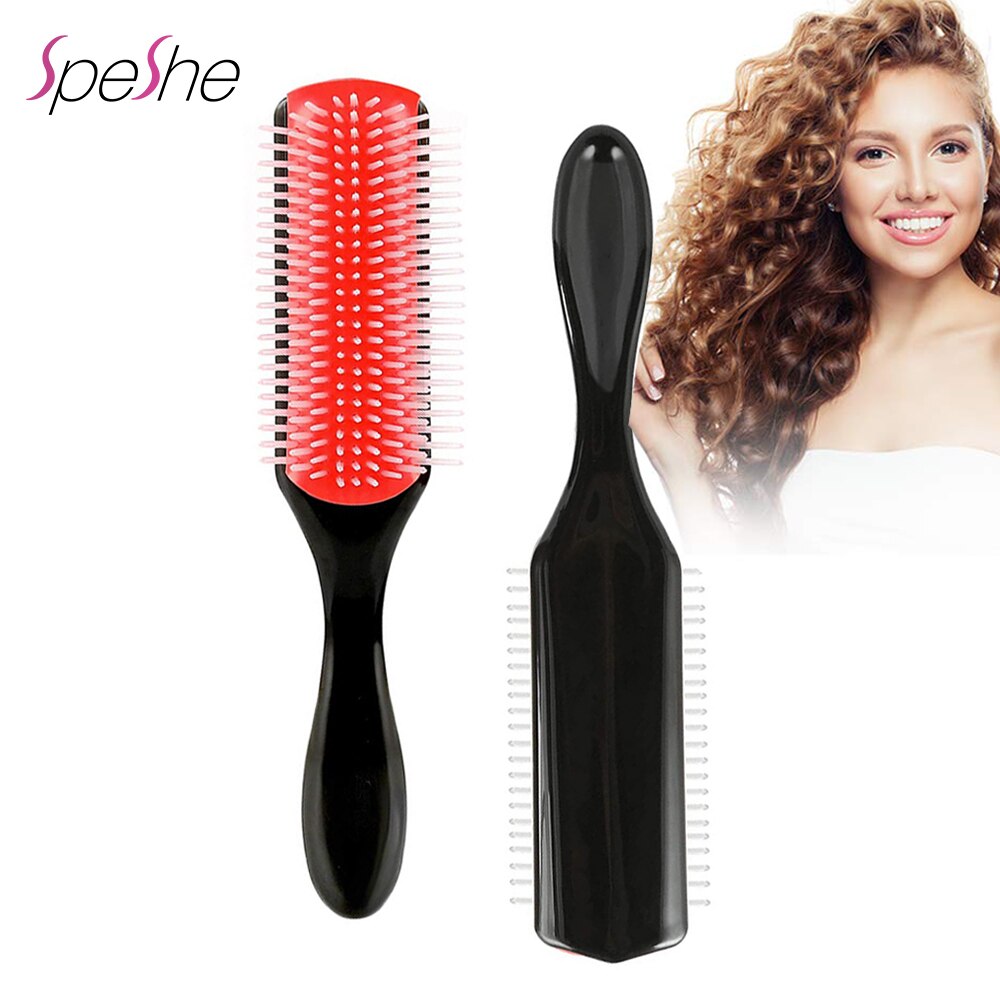 Brosse Cheveux Boucles Femme 9 Rows Curly Hair Brush Denman Detangling Hair Brush Detangler Styling Comb Brosse Cheveux Afro