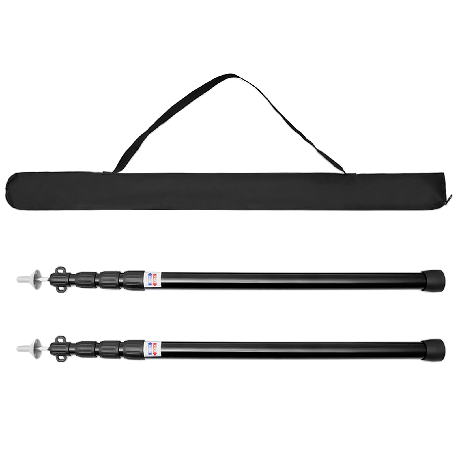 2pcs Thicken Aluminum Alloy Tent Pole Adjustable Tent Support Rods Beach Shelter Tarp Awning Pole Replacement Poles Accessories: 2pcs 250cm Black