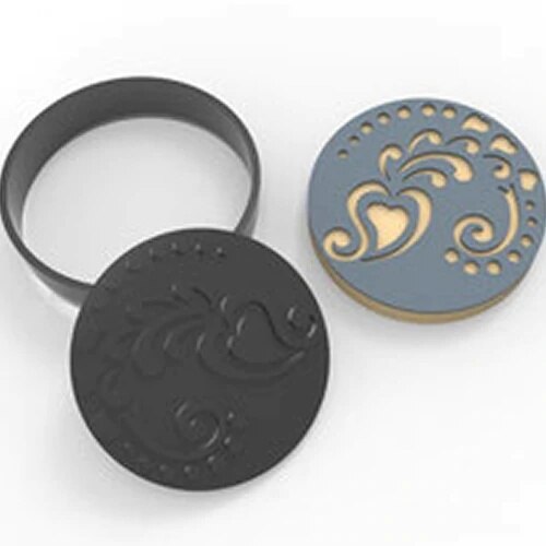 Round Hearts Motif Pattern Cookie Stamp And Cutter Set 422930862