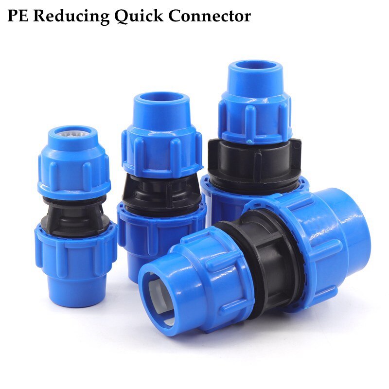 1pc 20-63mm PE Reducing Quick Connector Garden Watering Irrigation System Agricultural Plastic Water Pipe Direct Joint Fittings
