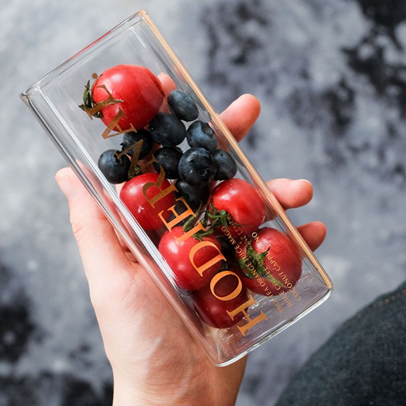 Golden Heat-resistant Square Glass Cup