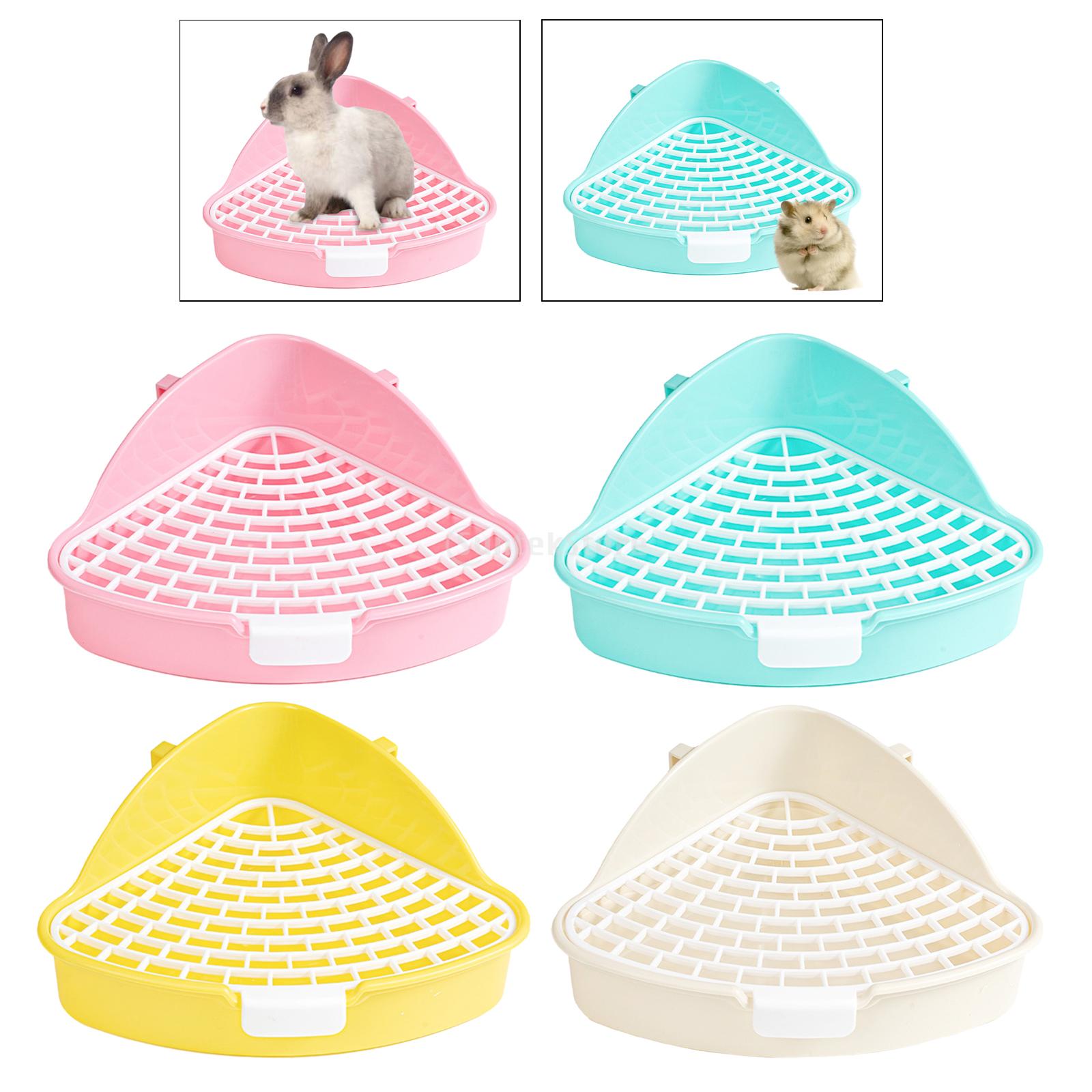 Bandeja de arena para conejos, orinal para animales, entrenador de conejitos, caja de inodoro esquinera para hurón, hámster, dragón, gato, conejillo de indias, suministros holandeses