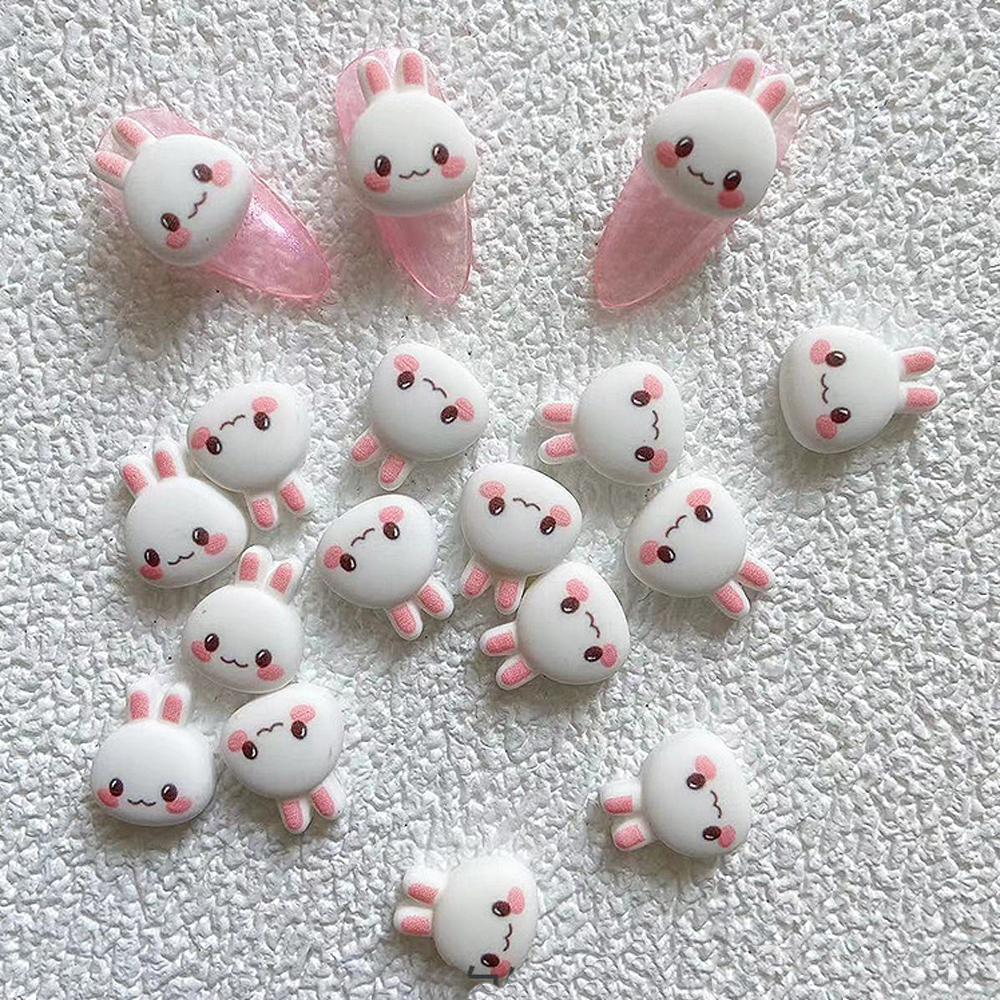10 stks Cartoon Bunny Nail Art Charm 3D Snoep Kleur Hars Cartoon Dier Lollipop Nageldecoratie Korea Kawaii Nagelaccessoires