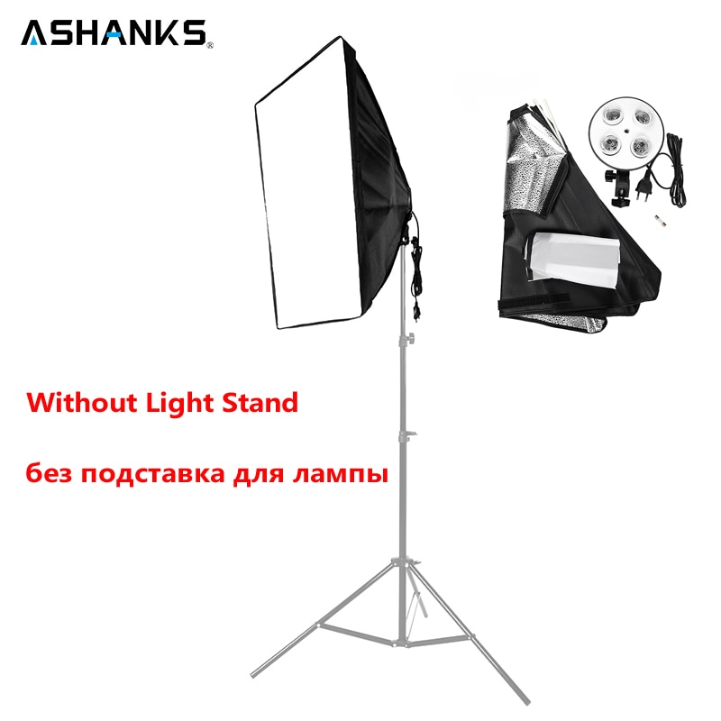 Ashanks 50*70Cm/19*27 ''Softbox Met 1 Tot 4 Socket Lamp Hoofd Verlichting Accessoires voor Foto Video Studio Licht Diffuser Soft Box