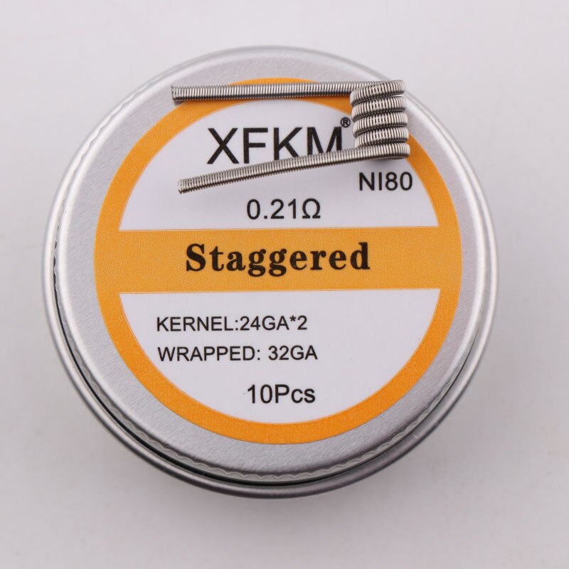 NUOVO XFKM Ni80 Sfalsati Fuso Clapton Prebuilt Colis Nichelcromo 80 Ad Alta Densità Premade Bobina RDA RTA RBA Atomizzatore Bobine di Riscaldamento: staggered-n80-10