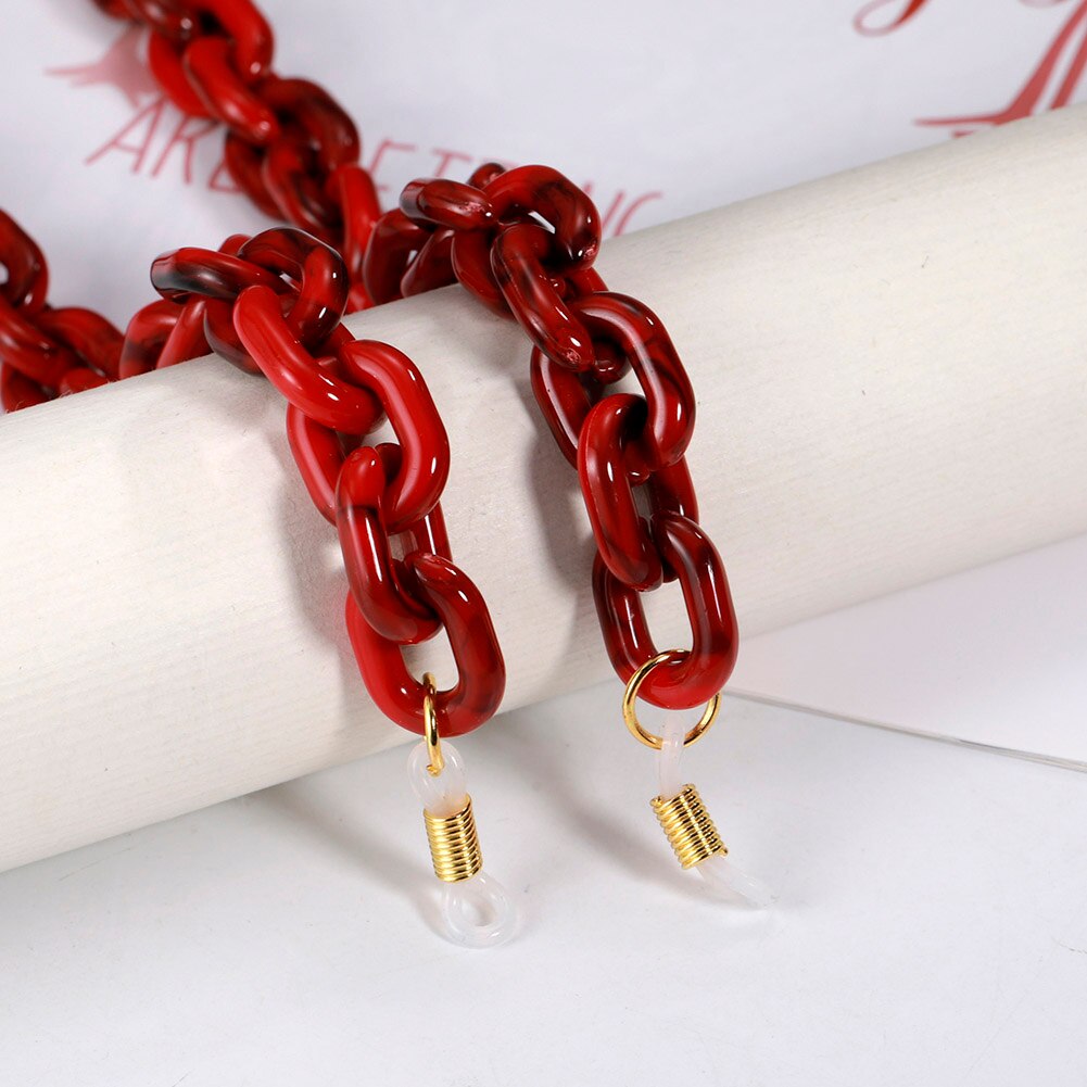 Teamer Punk Bril Ketting Voor Mannen Vrouwen Acryl Lanyard Zonnebril Kettingen Straps Cords Hals Houder Brillen Anti-Slip Ketting: red-gold
