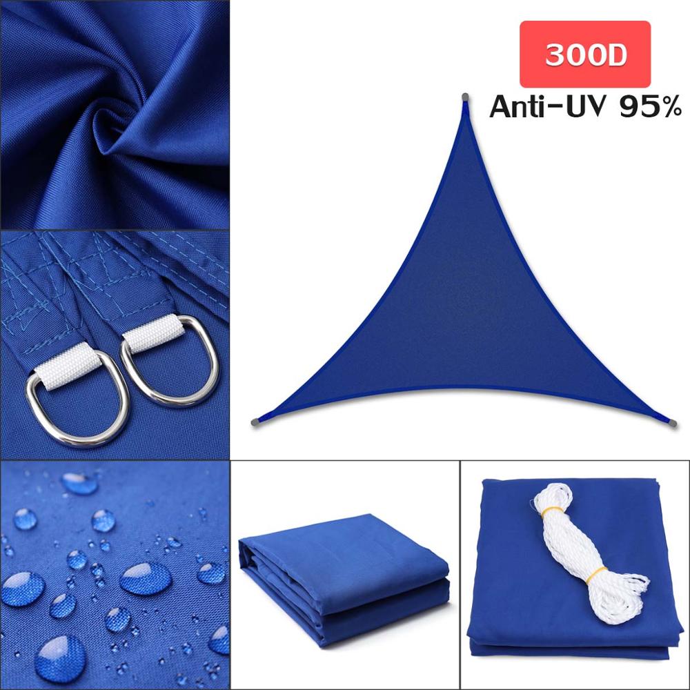 300D Waterproof 3x3x3m awning Regular Triangle Extra Heavy Shade Sail Sun Outdoor Sun Shelter for garden Camping tents: Blue 4x4x4m