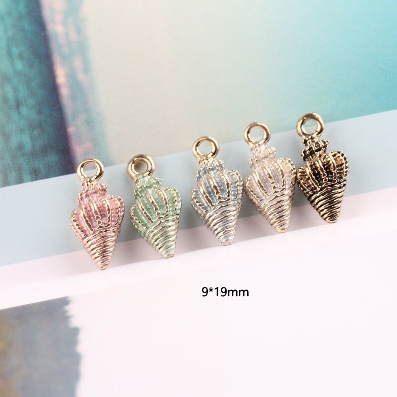 15pcs Cute Starfish Conch Sea Shell Charms Pendants Ocean Style Anklet Bracelet Necklace Jewelry DIY Craft Accessories