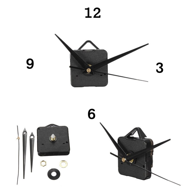 1pcs Black Hands DIY Quartz Black Wall Clock Movement Mechanism Repair Parts Silent