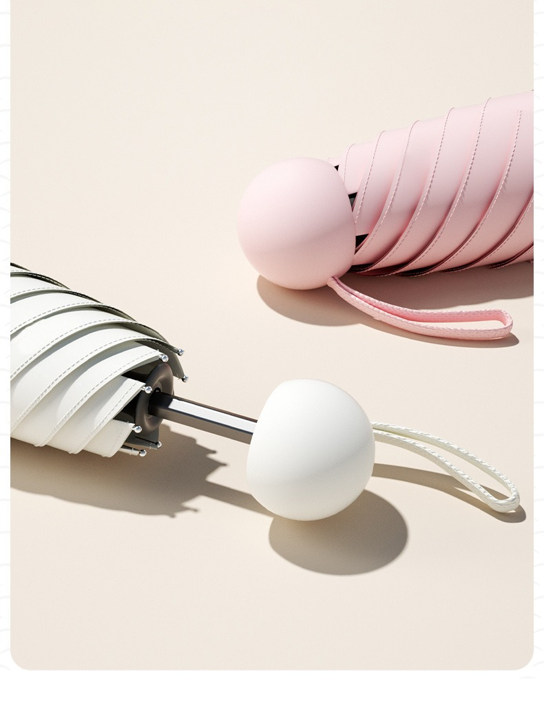 Paraguas plegable de vinilo, sombrilla portátil para lluvia y sol, sombrilla UV, sombrilla de bolsillo pequeña para protección de doble uso