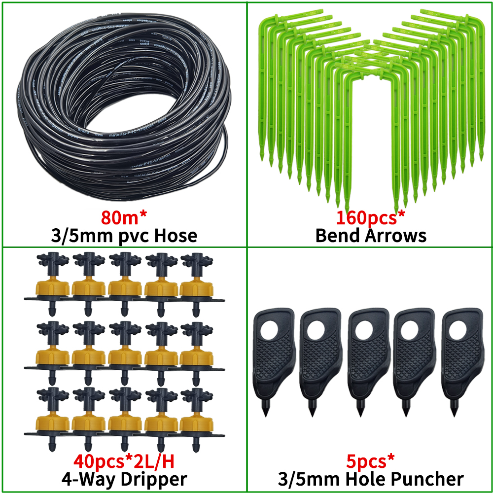 Oasis-sistemas de riego por microgoteo para jardín, kit de goteros de flecha de 3/5mm, para invernadero de bonsái en maceta, 10-100M, 4L, 8l/H: Rosa