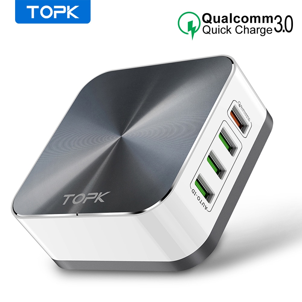 Topk 8-Poort Quick Charge 3.0 Usb Charger Eu Ons Uk Au Plug Desktop Snelle Telefoon Oplader Adapter Voor iphone Samsung Xiaomi Huawe