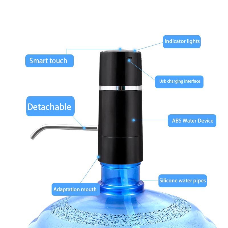 Lätt automatisk pump vattenkran kran trådlös elektrisk uppladdningsbar vattendispenser batteri dricksvattenflaska drinkware verktyg