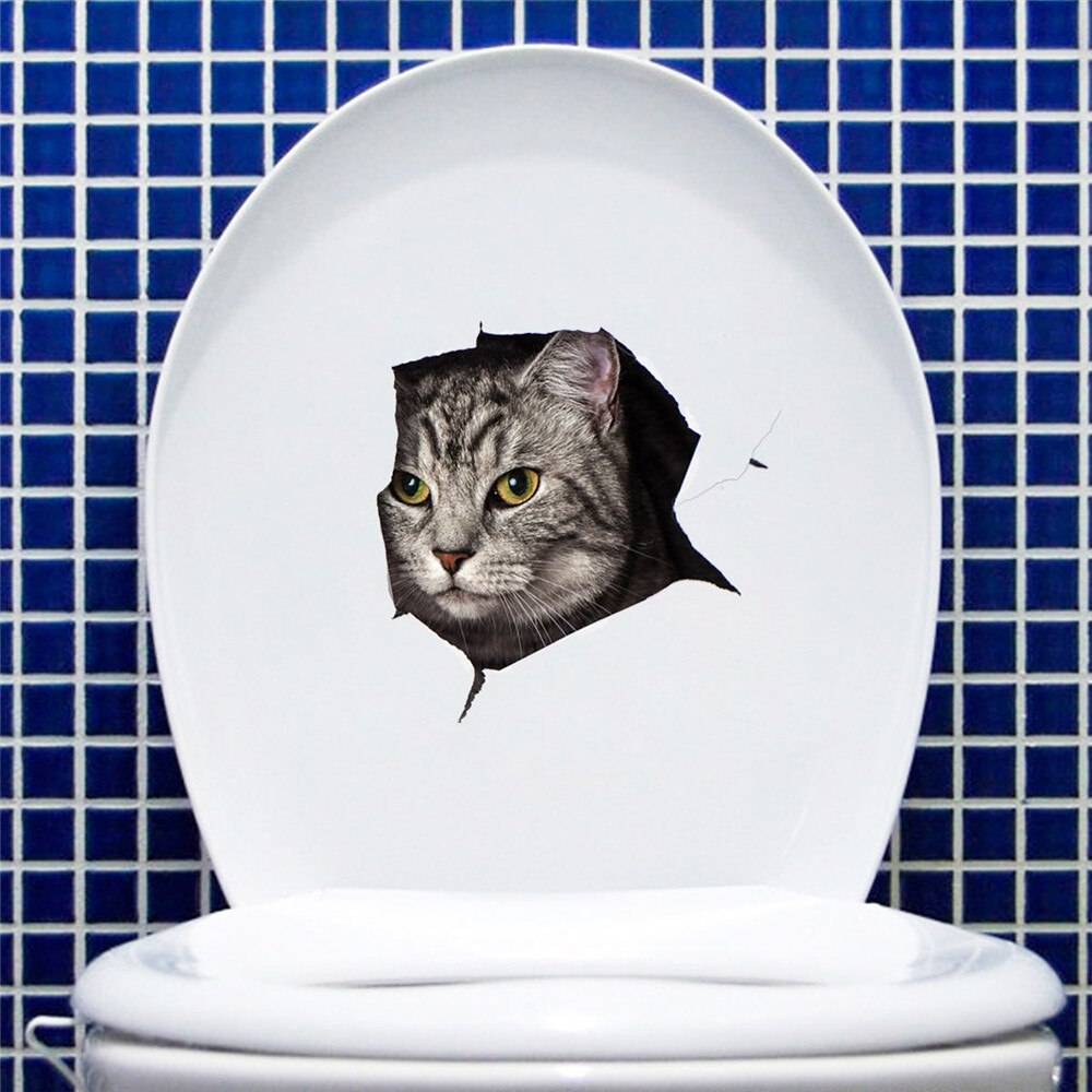 Toilet klistermærker katte væg klistermærke voyeur 3d dyr vandtæt vinyl tapet mærkater badeværelse spejl cover møbler hjem indretning: Y1761 b