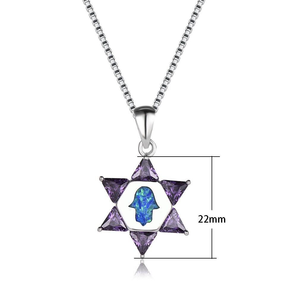 Commercio all'ingrosso Reale 925 Sterling Silver Collane Bianco Opale di Fuoco Blu di Fatima A Mano Collane Con Pendente Dei Monili Delle Donne