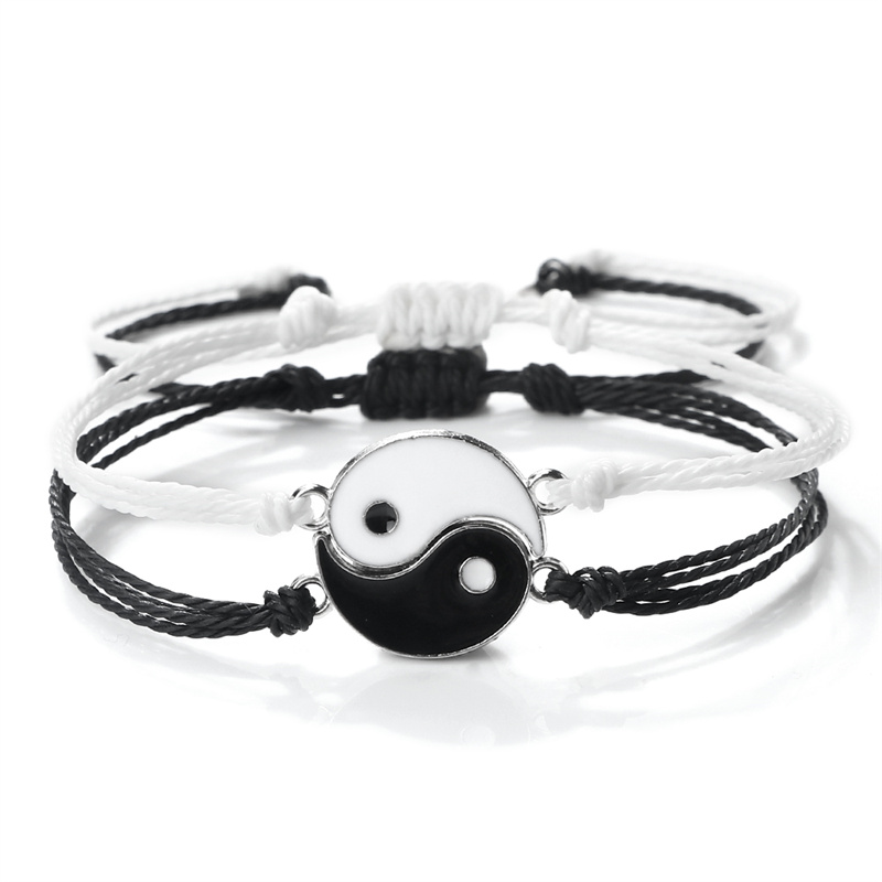 Draken Tai Chi Vlechtarmband Set - 2 Stuks - Yin Yang Koppel Armbanden: Pure Goudkleur