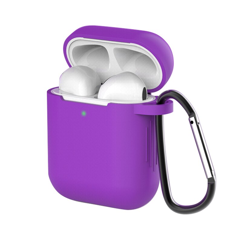 Krzemu skrzynka dla Apple Airpods 1/2 pokrywa ochronna słuchawka Case słuchawki przypadki ochronne dla Apple Airpods 2/1 okładka: Purple