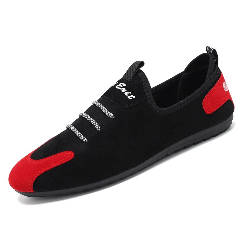 Mocassins de conduite pour hommes, chaussures à la , couleurs mixtes noir et rouge, baskets souples et confortables, mocassins d'été,: Rouge / 9.5