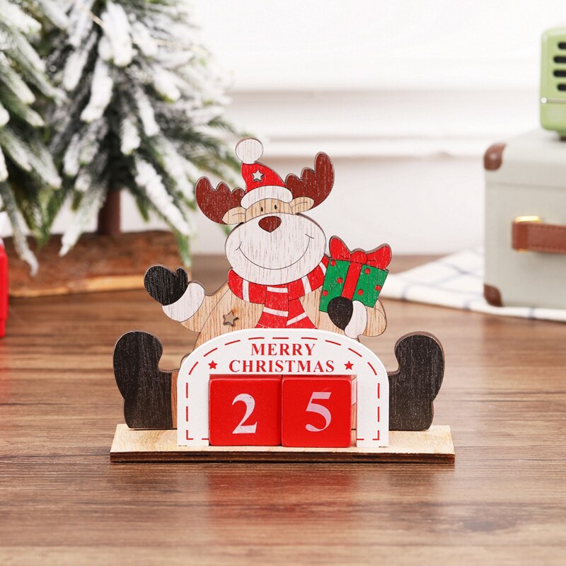 Ornamenten kalenders kerstversiering kerstman houten ornament rekwisieten decoratie licht ornamenten kalender hanger: A3