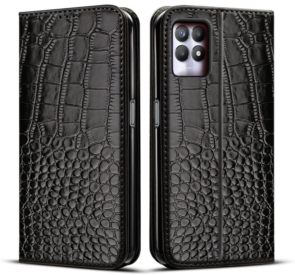 Étui portefeuille à rabat en cuir pour Realme 8i RMX3151, coque de protection pour téléphone