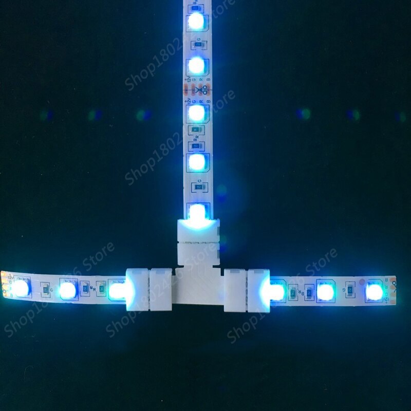 5 pcs 2 pin/4 pin L/T/X Shape LED Strip Light Connector Corner Right Angle 8mm/10mm 5050/3528 SMD Solderless LED Ribbon Adapter
