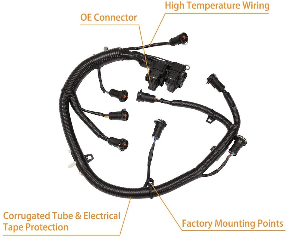 Engine Fuel Injector Complete Wire with Pigtail Wiring Harness Fits Ford Powerstroke 6.0L Diesel Replace 5C3Z9D930A 5C3Z-9D930-A