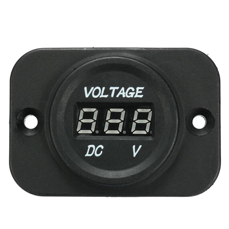 12 V-24 V Waterdichte Auto Motorfiets Led Digitale Display Voltmeter Voltage Meter Zwart: Default Title