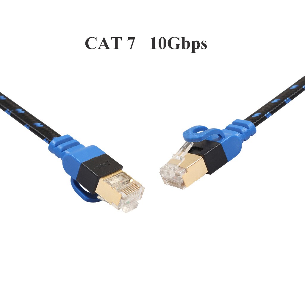 Cat7 Ethernet Cable RJ45 Network Wire 1m 2m 3m 5m Patch Cord Grid Blue Black Flat Lan Cable UTP For Laptop Route CAT 7 Cable