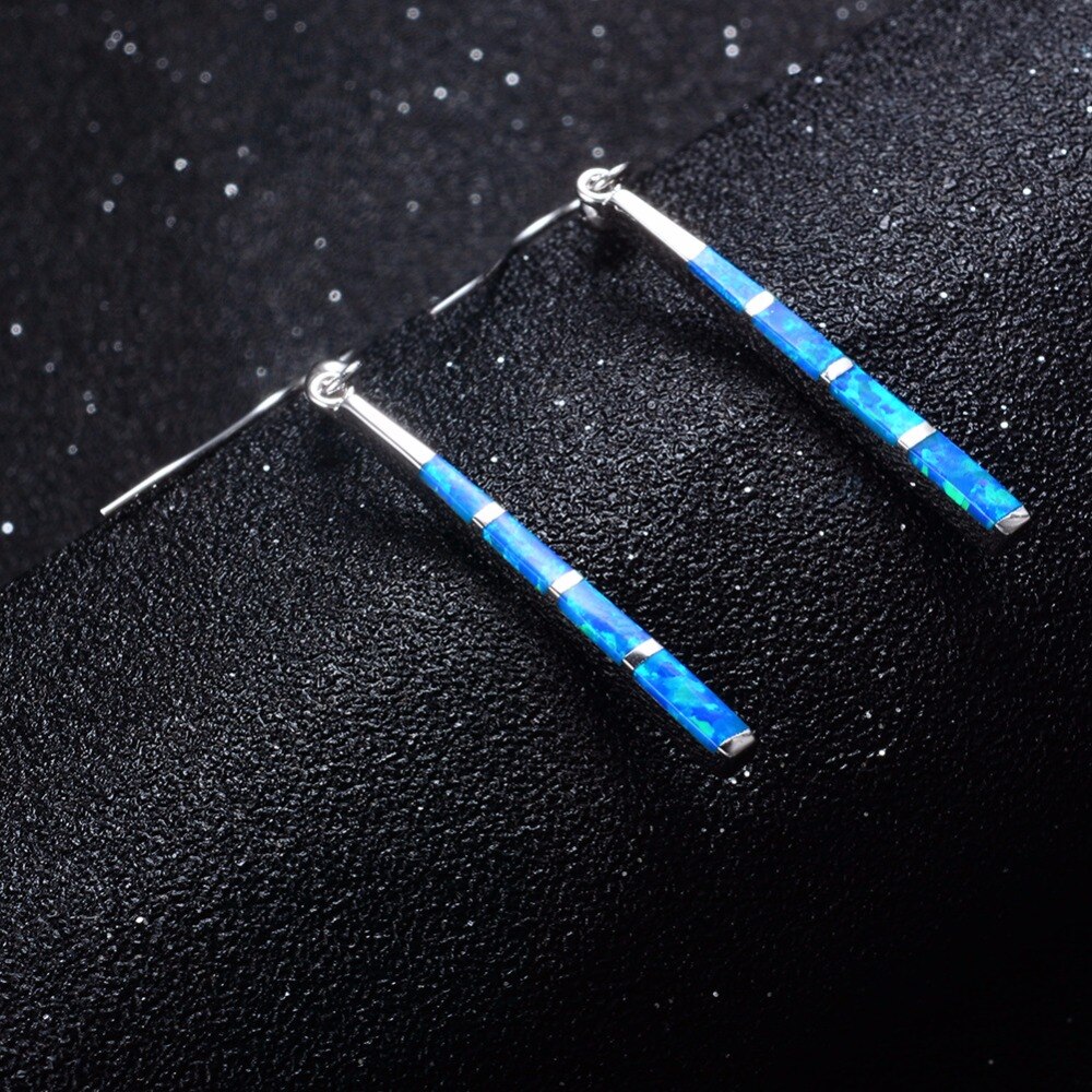 Pendientes largos de Plata de Ley 925 con ópalo de Fuego Azul, joyería ,